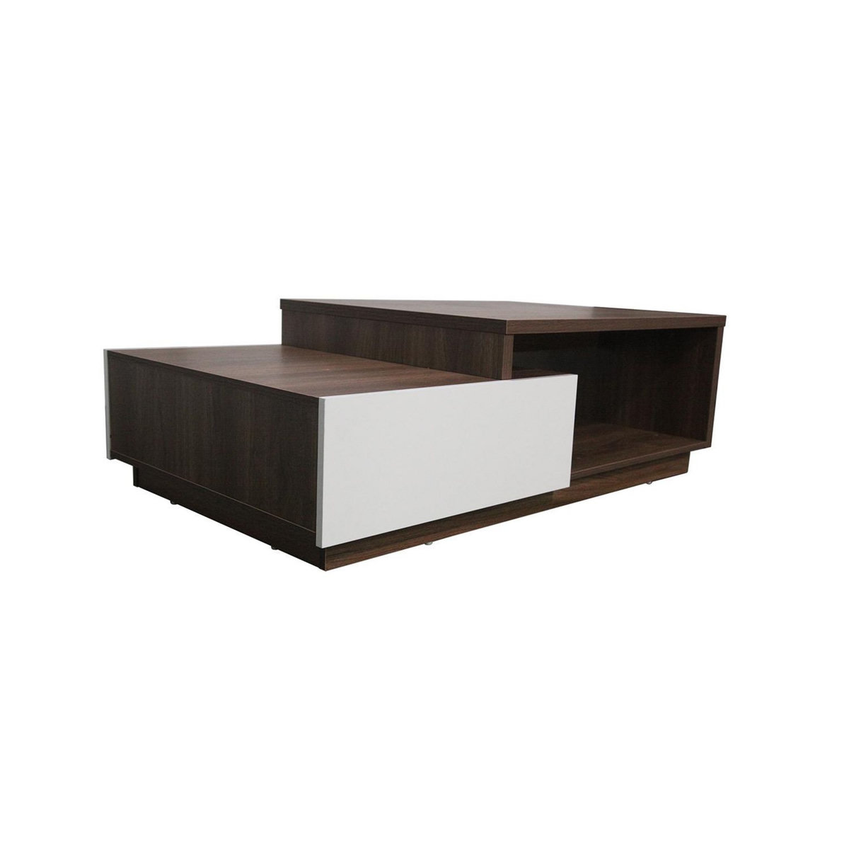 CONCEPT USINE Table basse en bois foncé et tiroirs blanc MONTREAL