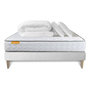 Voir la diapositive 2 : SEPTNUITS Pack matelas Memo + sommier kit blanc + 2 oreillers mémoire de forme