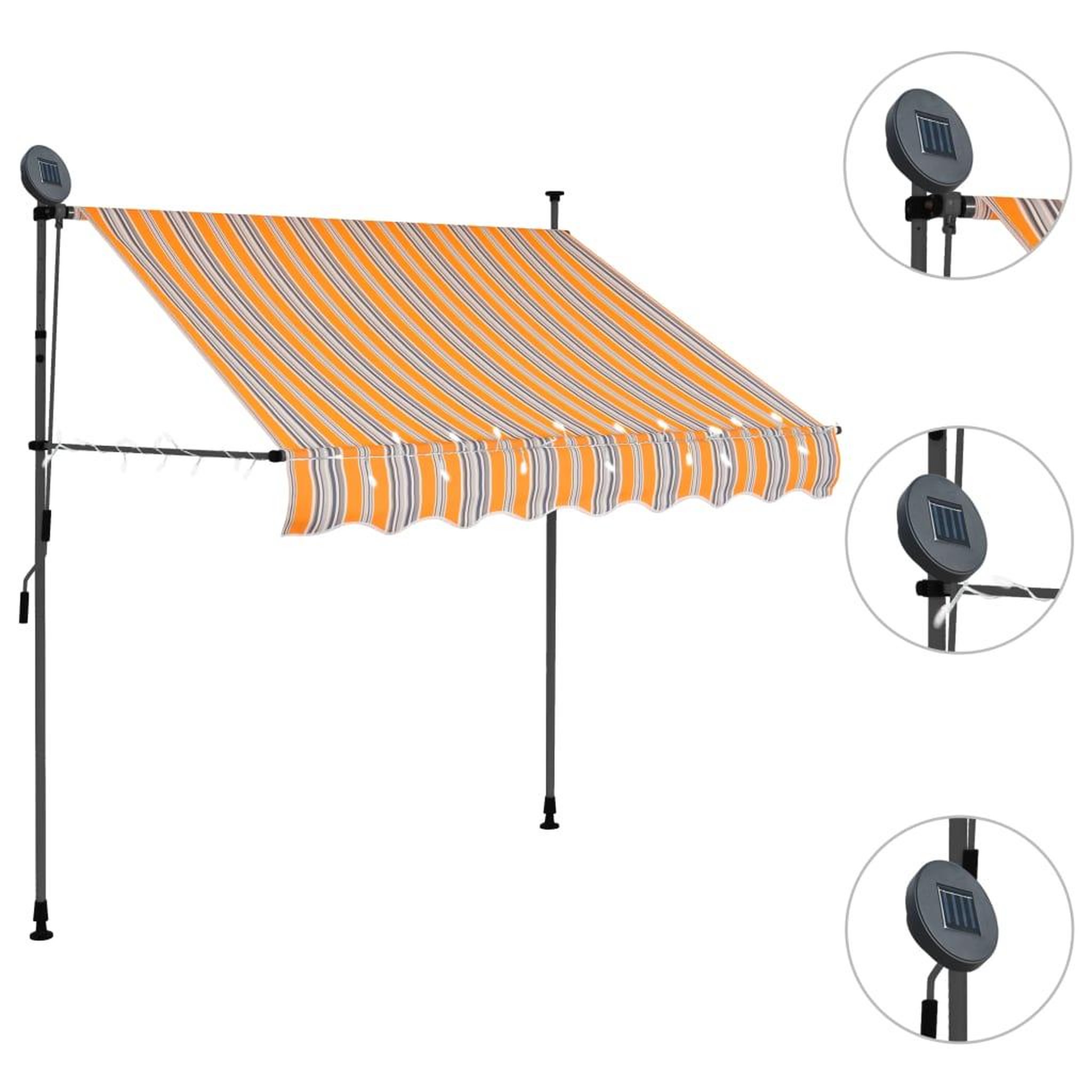 Voir la diapositive 3 : VIDAXL Auvent manuel retractable avec LED 150 cm Jaune et bleu