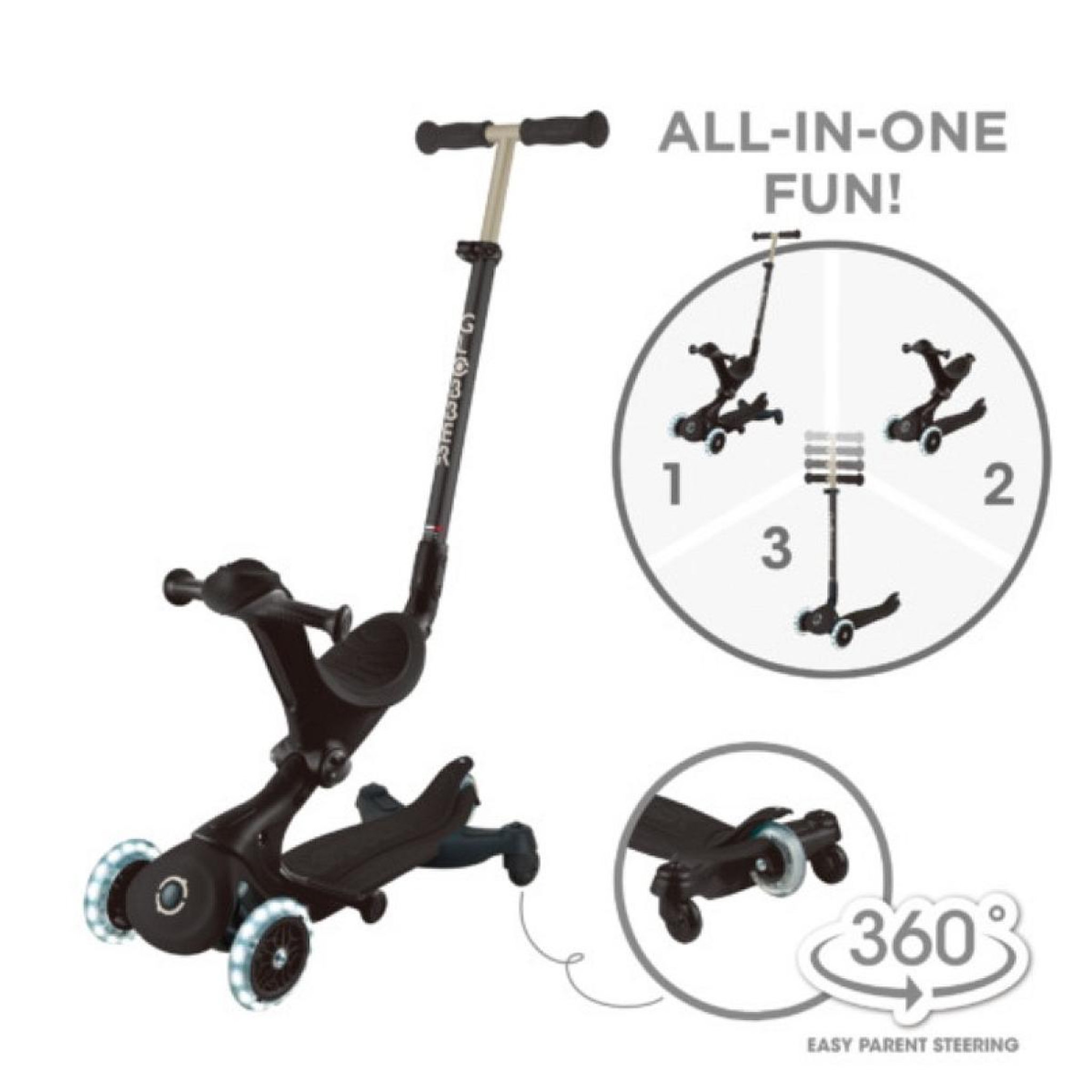 Voir la diapositive 2 : Globber Trottinette évolutive GO UP light 360 noire