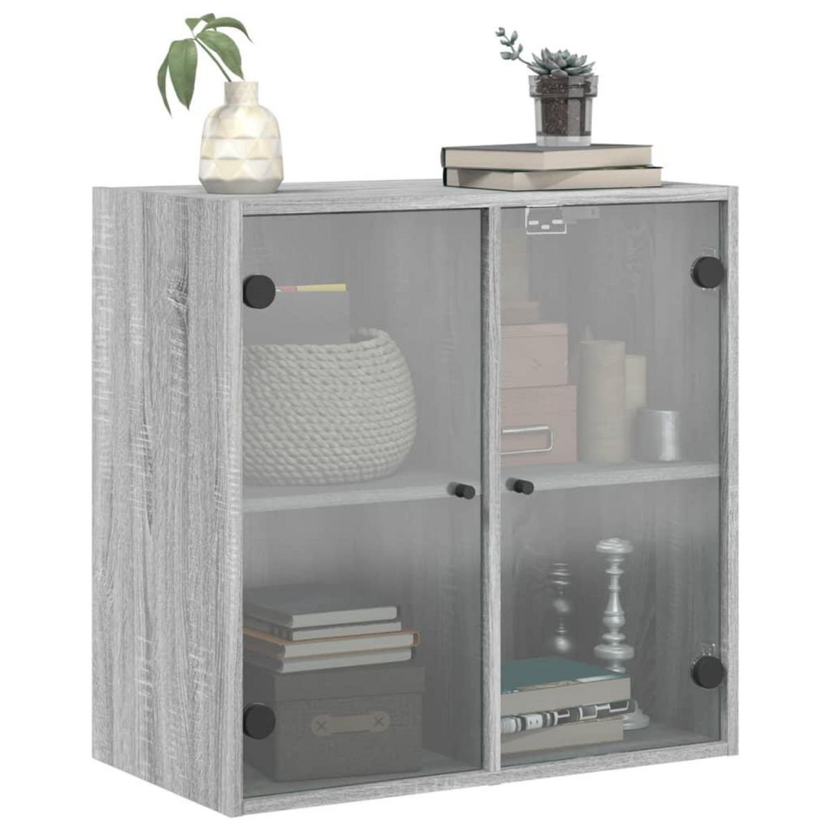 VIDAXL Armoire murale avec portes en verre sonoma gris 68x37x68,5 cm