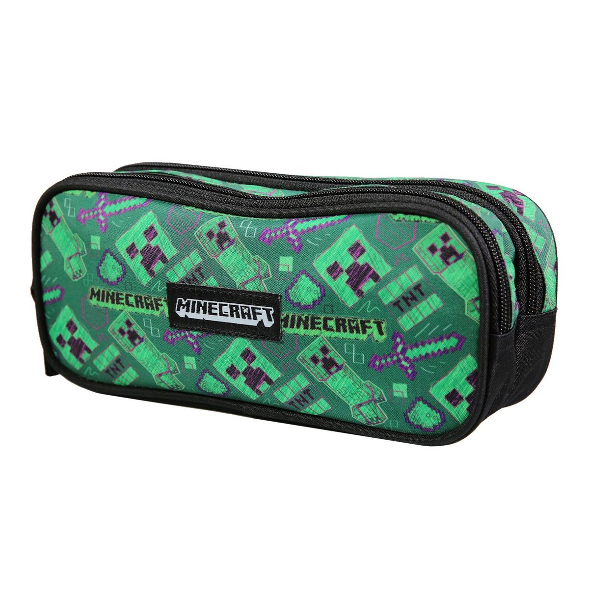 Bagtrotter BAGTROTTER  Trousse scolaire 2 compartiments Minecraft Vert