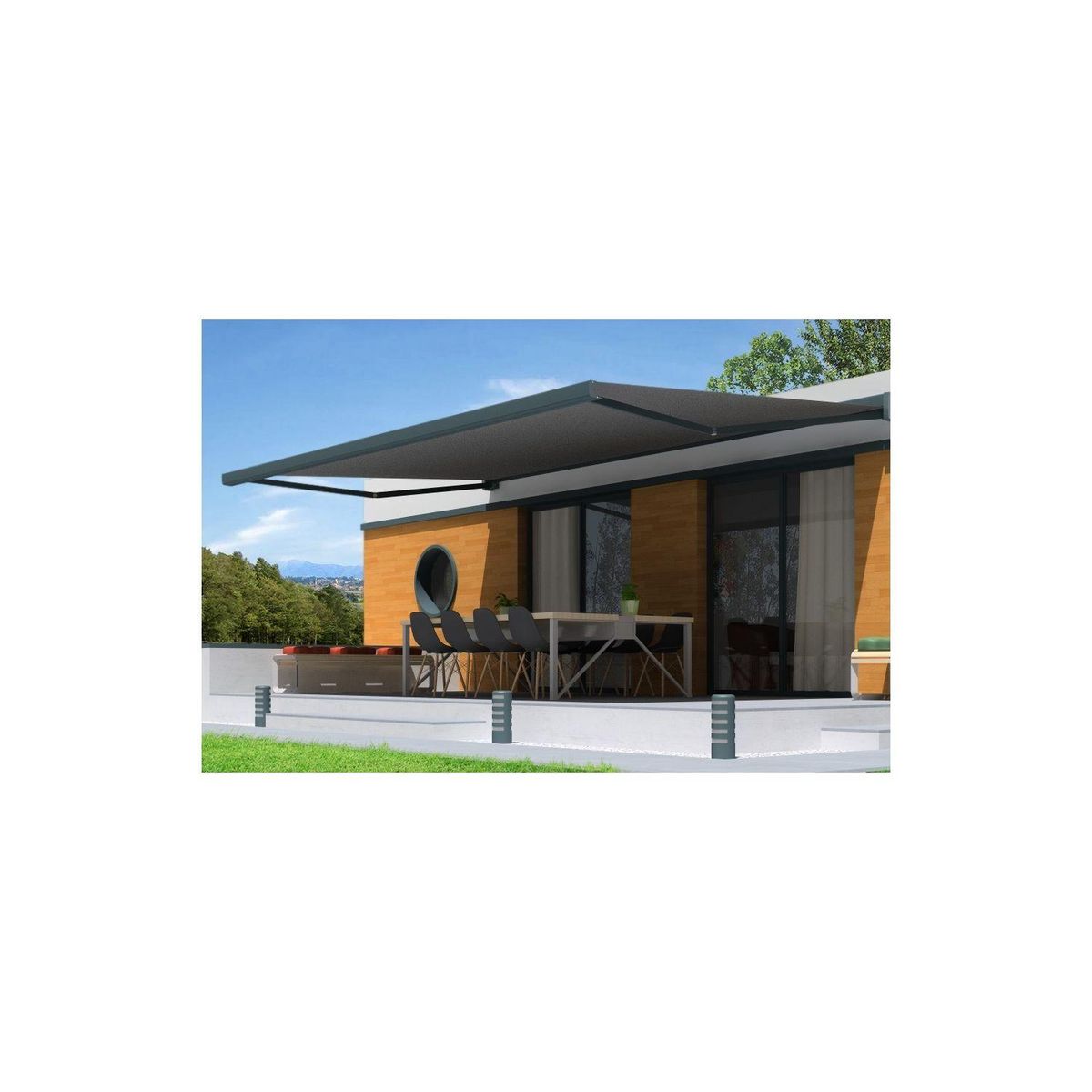 SUNSTYL Store motorisé avec Led NINA coffre intégral gris 