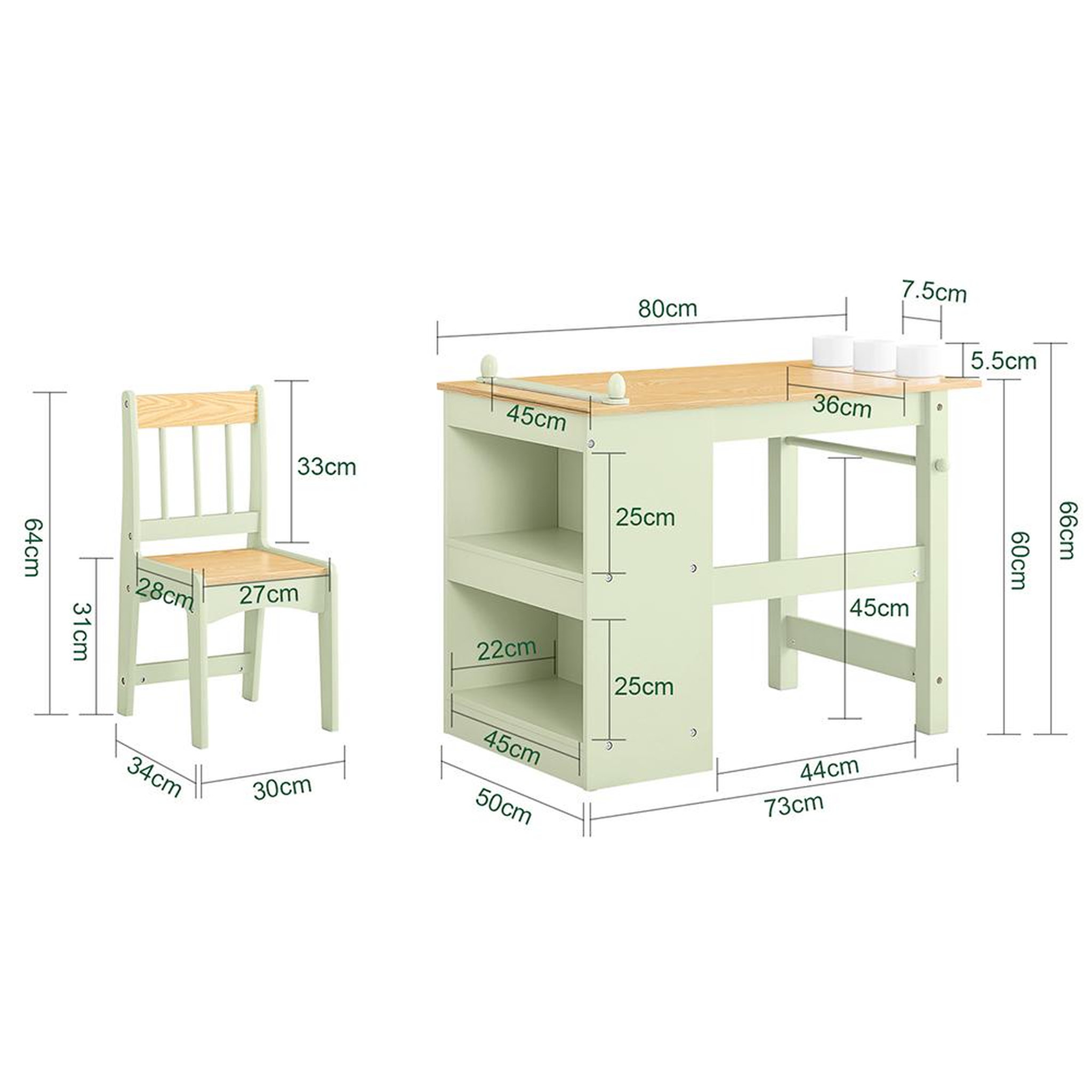 Voir la diapositive 3 : SOBUY SoBuy - Ensemble Table Et Chaise Enfant avec 2 étagères - Nordique - KMB60