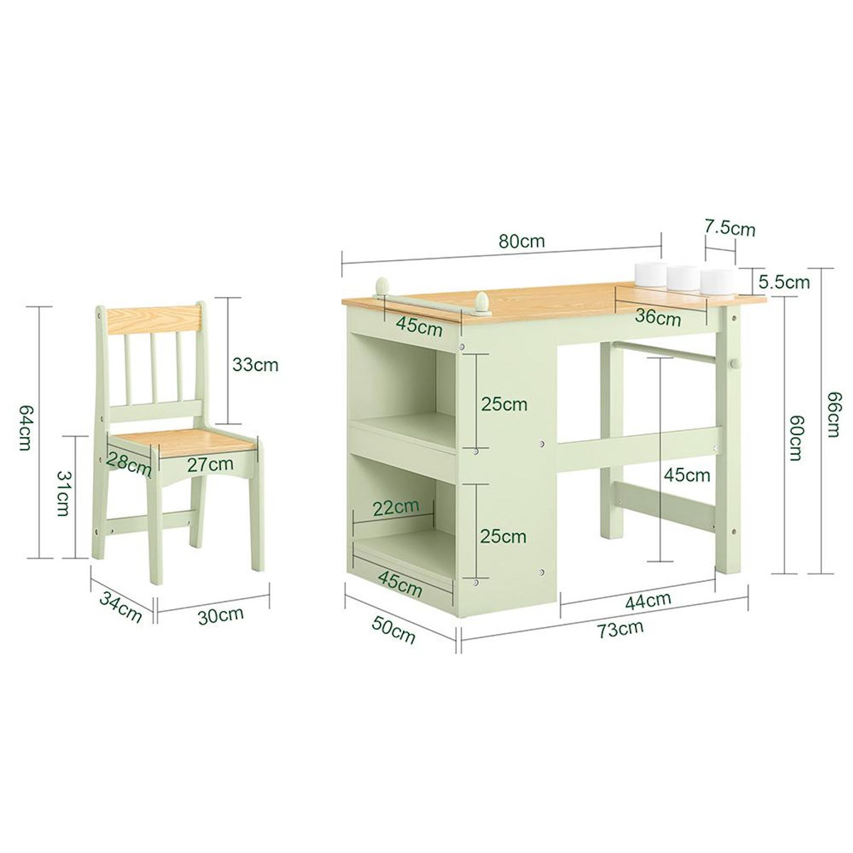 SOBUY SoBuy - Ensemble Table Et Chaise Enfant avec 2 étagères - Nordique - KMB60