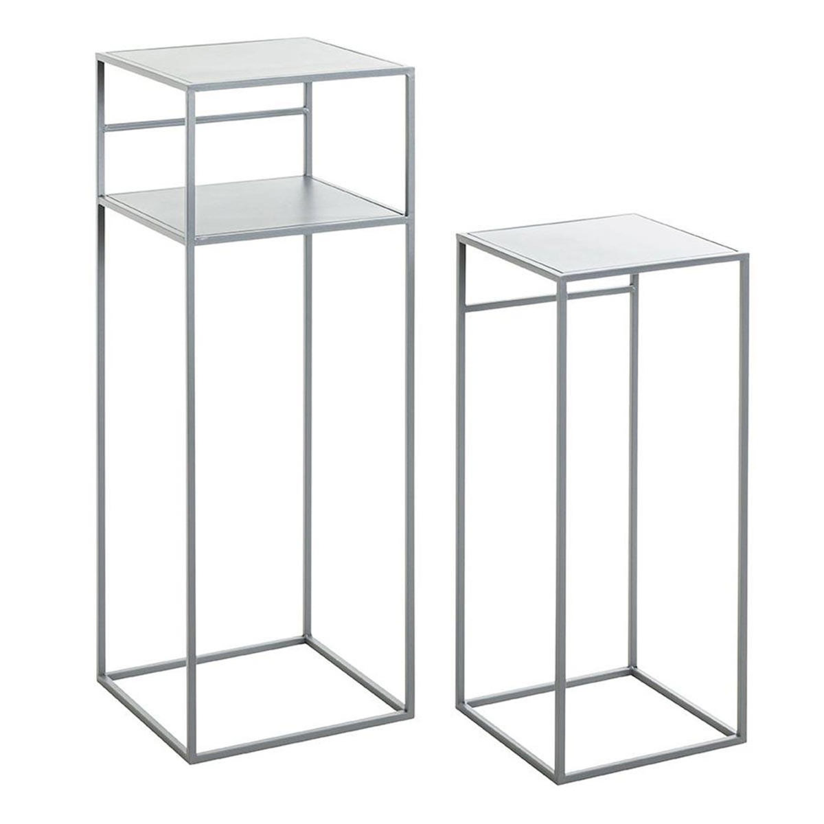 Paris Prix Lot de 2 Sellettes en Métal  Brise  85cm Gris