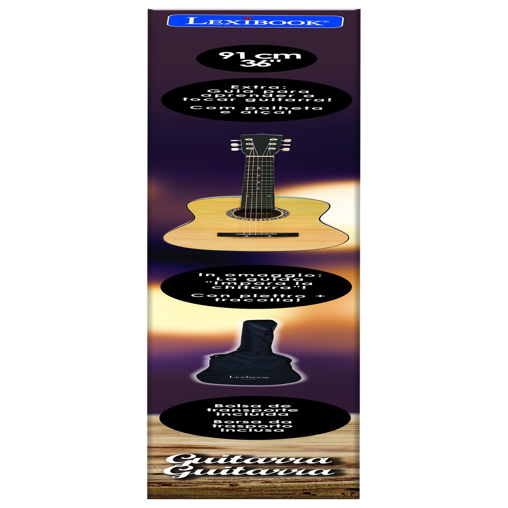 Voir la diapositive 6 : Lexibook Guitare Acoustique en bois avec housse de transport