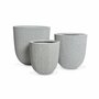  Lot de 3 caches pots – Hibiscus – vases en plastique, 3 tailles, ronds, gris foncé, emboitables