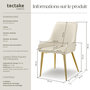 Voir la diapositive 6 : tectake Chaise rembourrée en velours rembourré beige Lot de 4