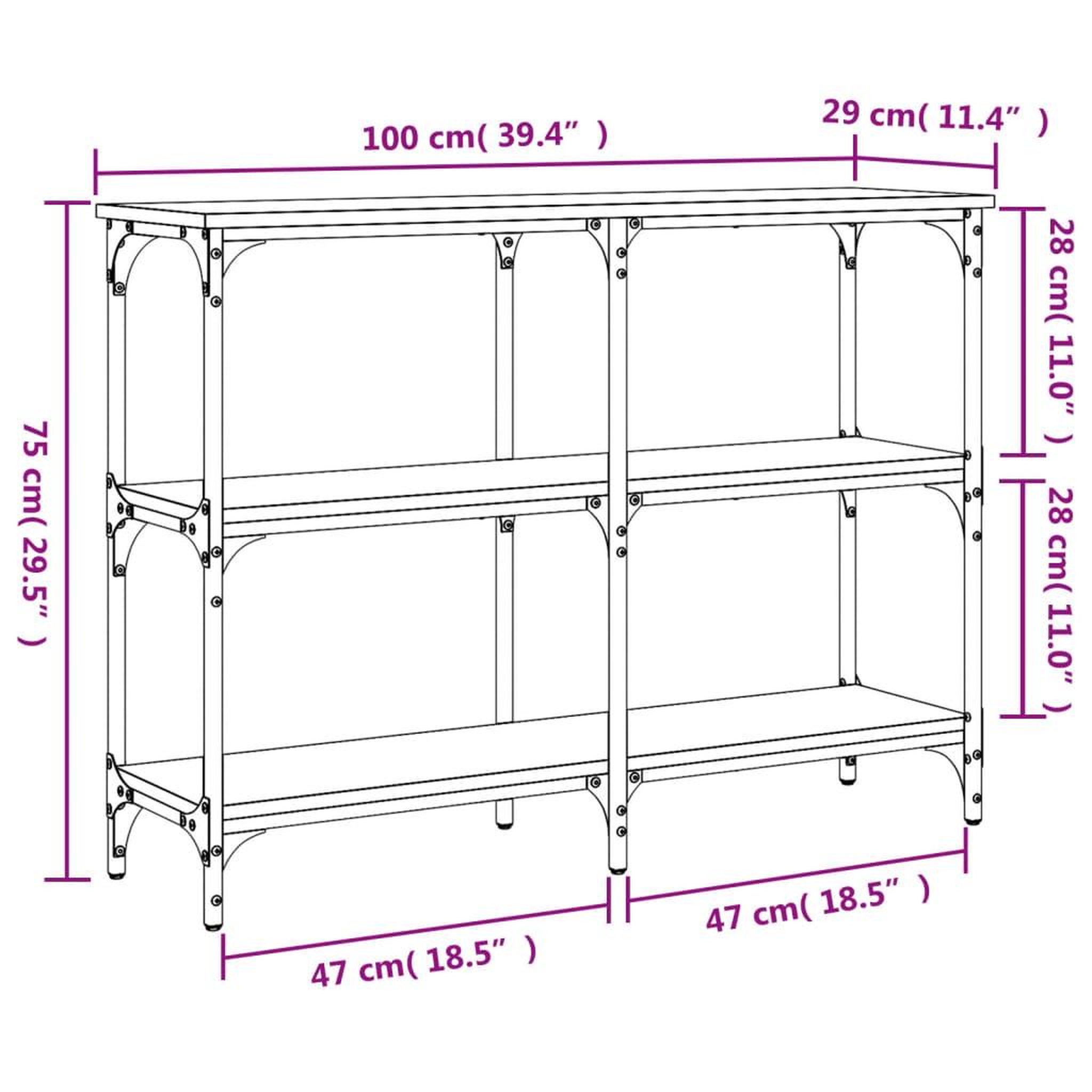 Voir la diapositive 6 : VIDAXL Table console chene marron 100x29x75 cm bois d'ingenierie