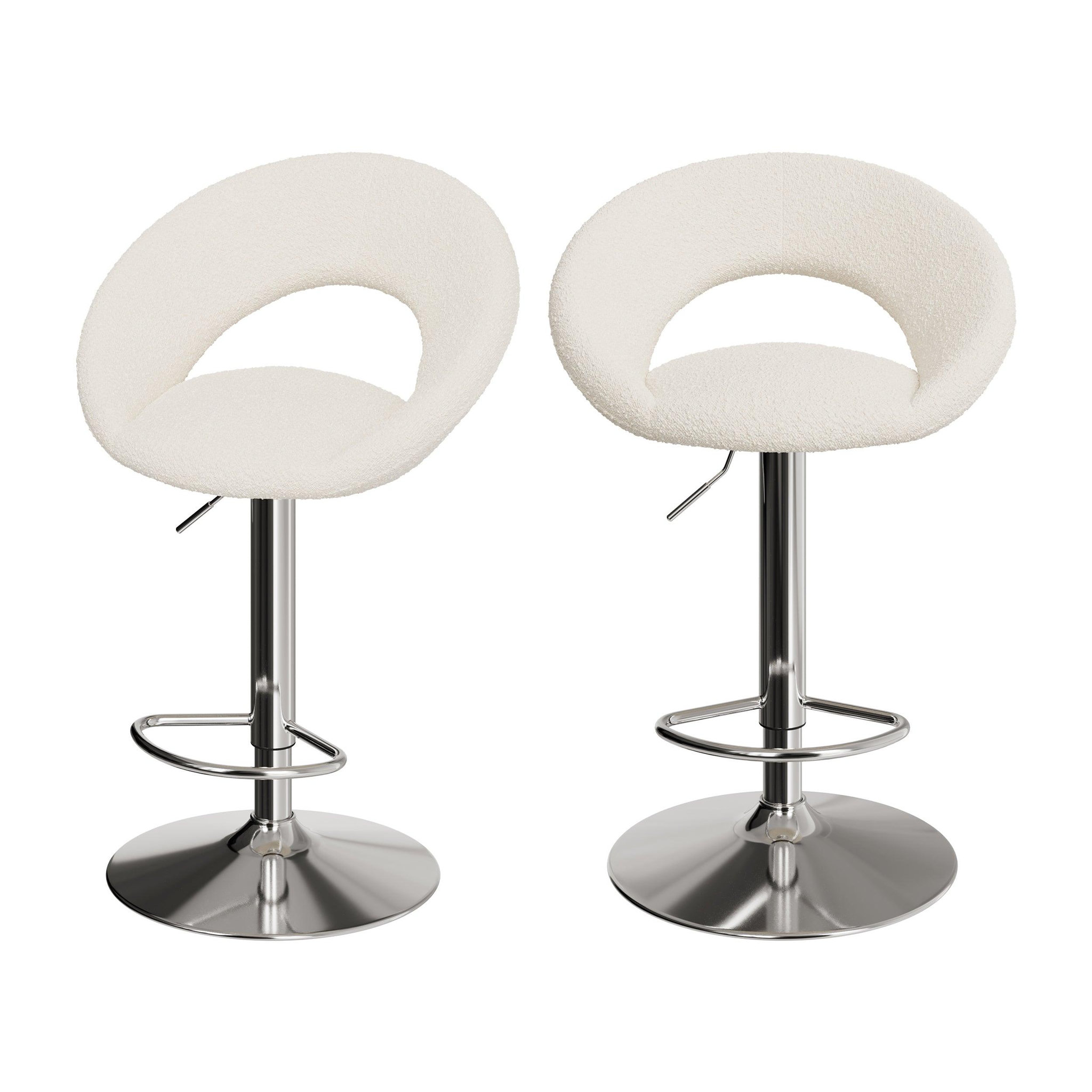 MAISON PAVANE Lot de 2 chaises de bar en tissu bouclé crème 61/76,5 cm-cloclo