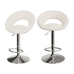Rendez vous déco Lot de 2 chaises de bar en tissu bouclé crème 61/76,5 cm-Cloclo