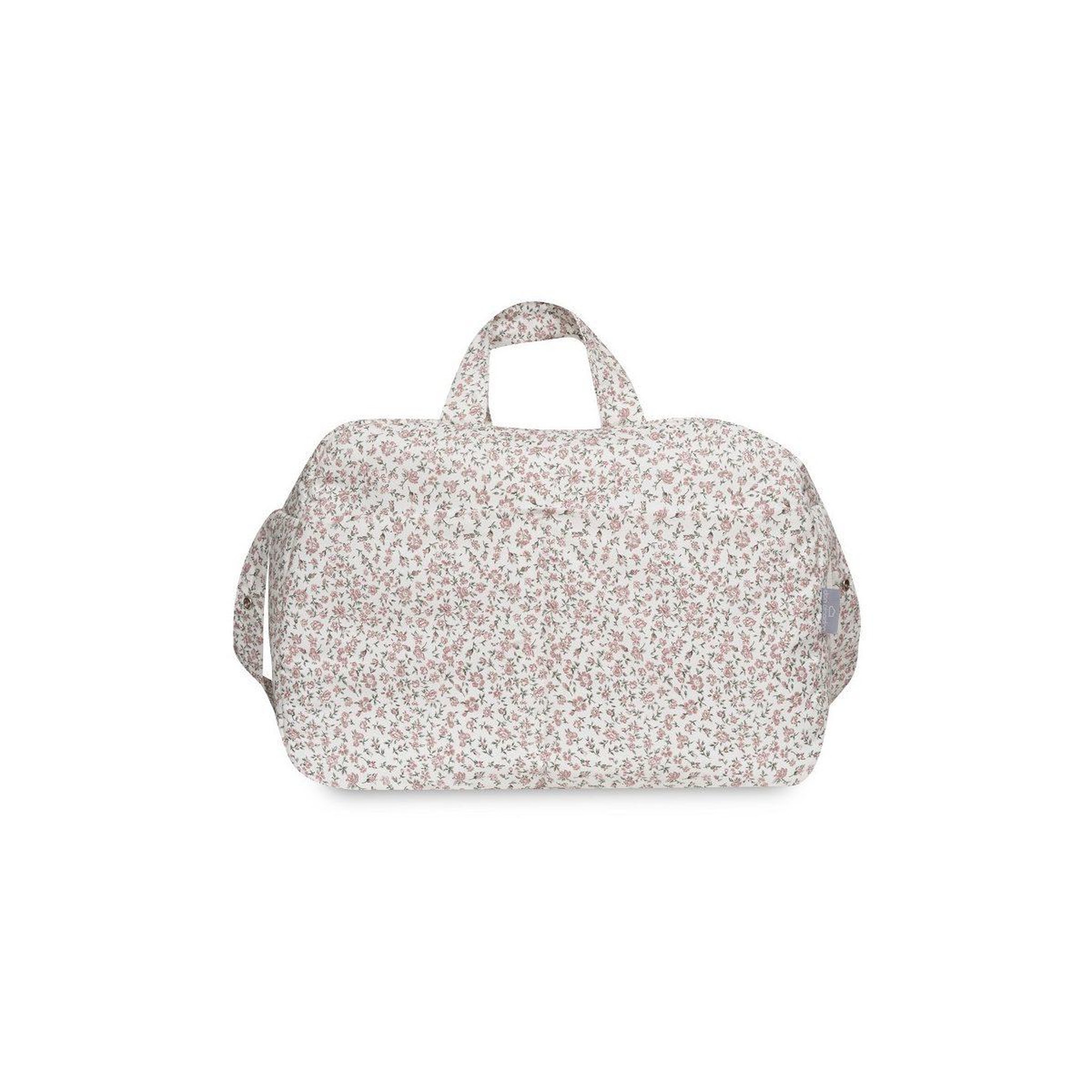 Voir la diapositive 3 : INTERBABY Sac à langer  fleurs - rose - trousse et matelas à langer
