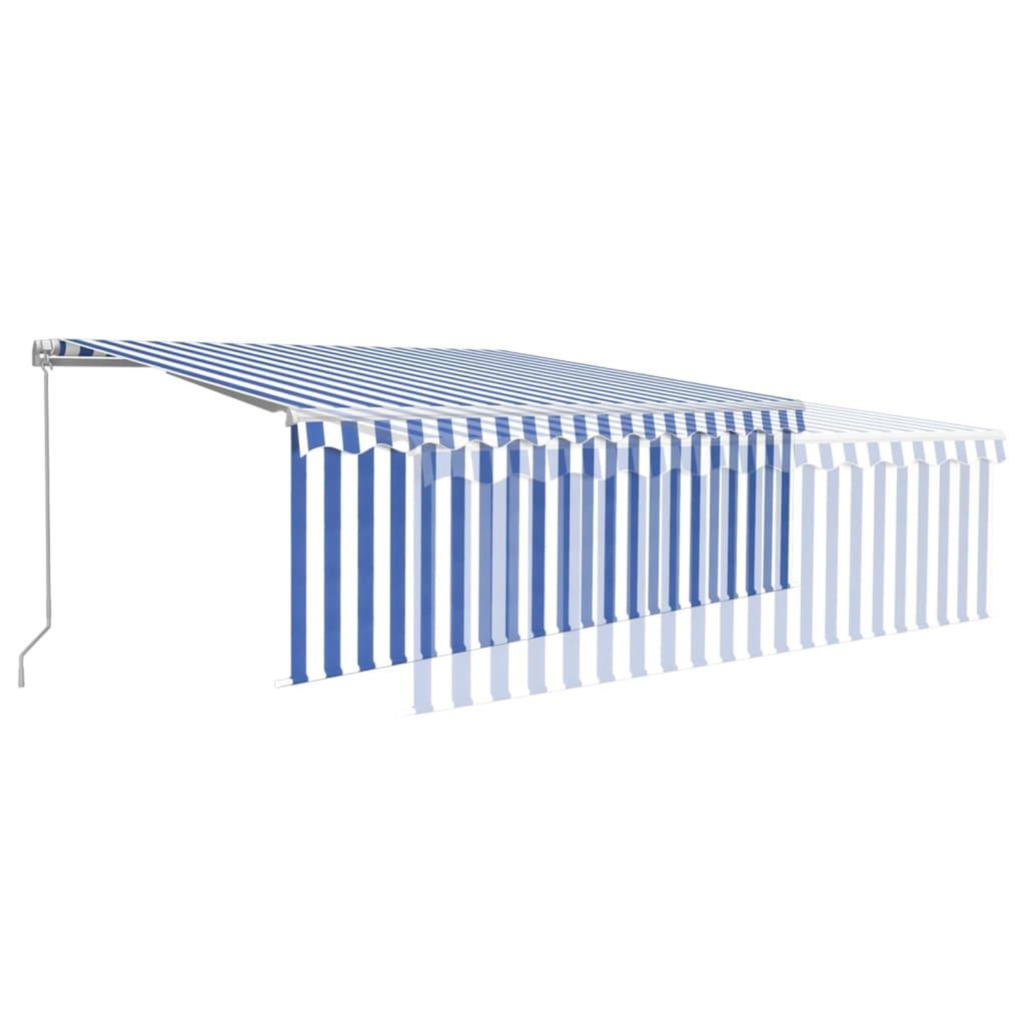 Voir la diapositive 4 : VIDAXL Auvent manuel retractable avec store et LED 4x3 m Bleu et blanc