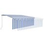 Voir la diapositive 4 : VIDAXL Auvent manuel retractable avec store et LED 4x3 m Bleu et blanc