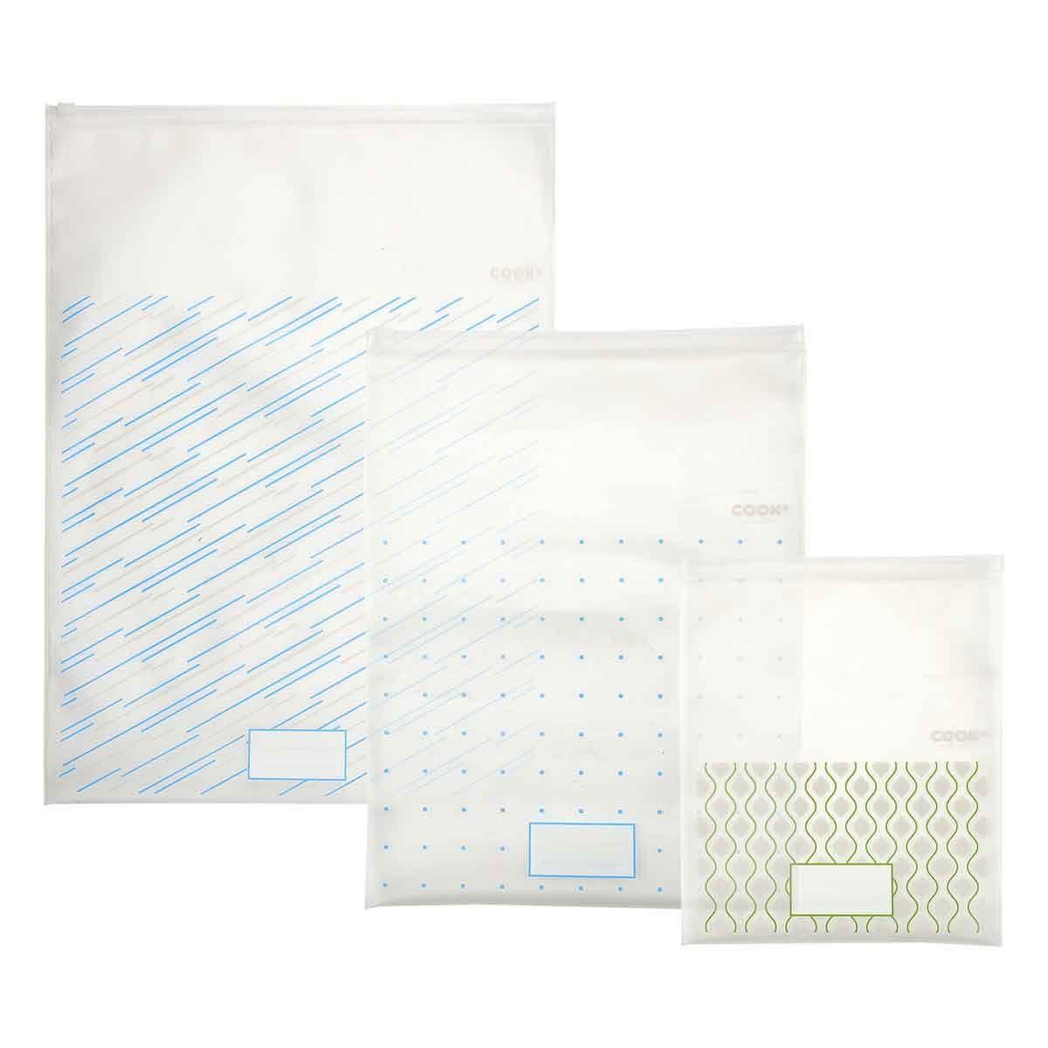 COOK CONCEPT Lot de 3 sacs de congélation  réutilisables  41cm transparent