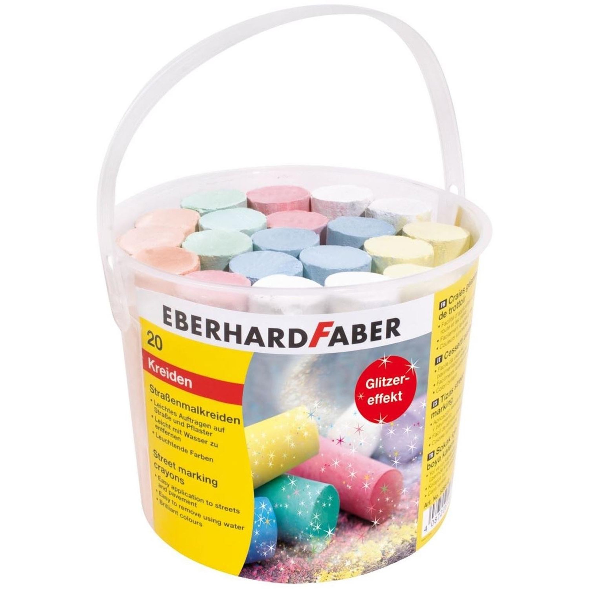 Faber-Castell Craies de rue pailletées Seau de 20 craies de couleur