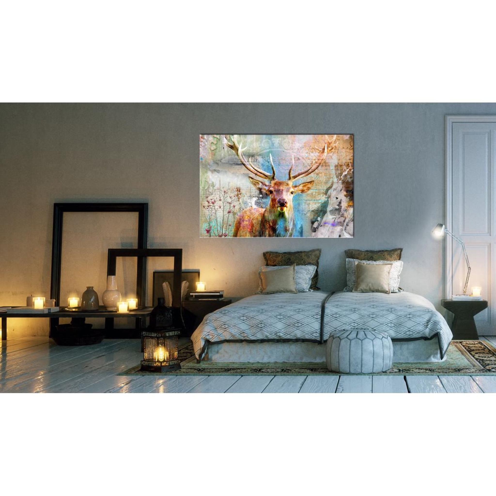 Voir la diapositive 2 : Paris Prix Tableau imprimé  deer on wood
