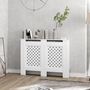 Voir la diapositive 2 : HOMCOM Cache-radiateur motif nid d'abeille - dim. 112L x 19l x 81H cm - MDF blanc