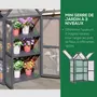 OUTSUNNY Mini serre de jardin en polycarbonate cadre en bois 3 niveaux dim. 70,5L x 42l x 132H cm double porte aérations réglables gris
