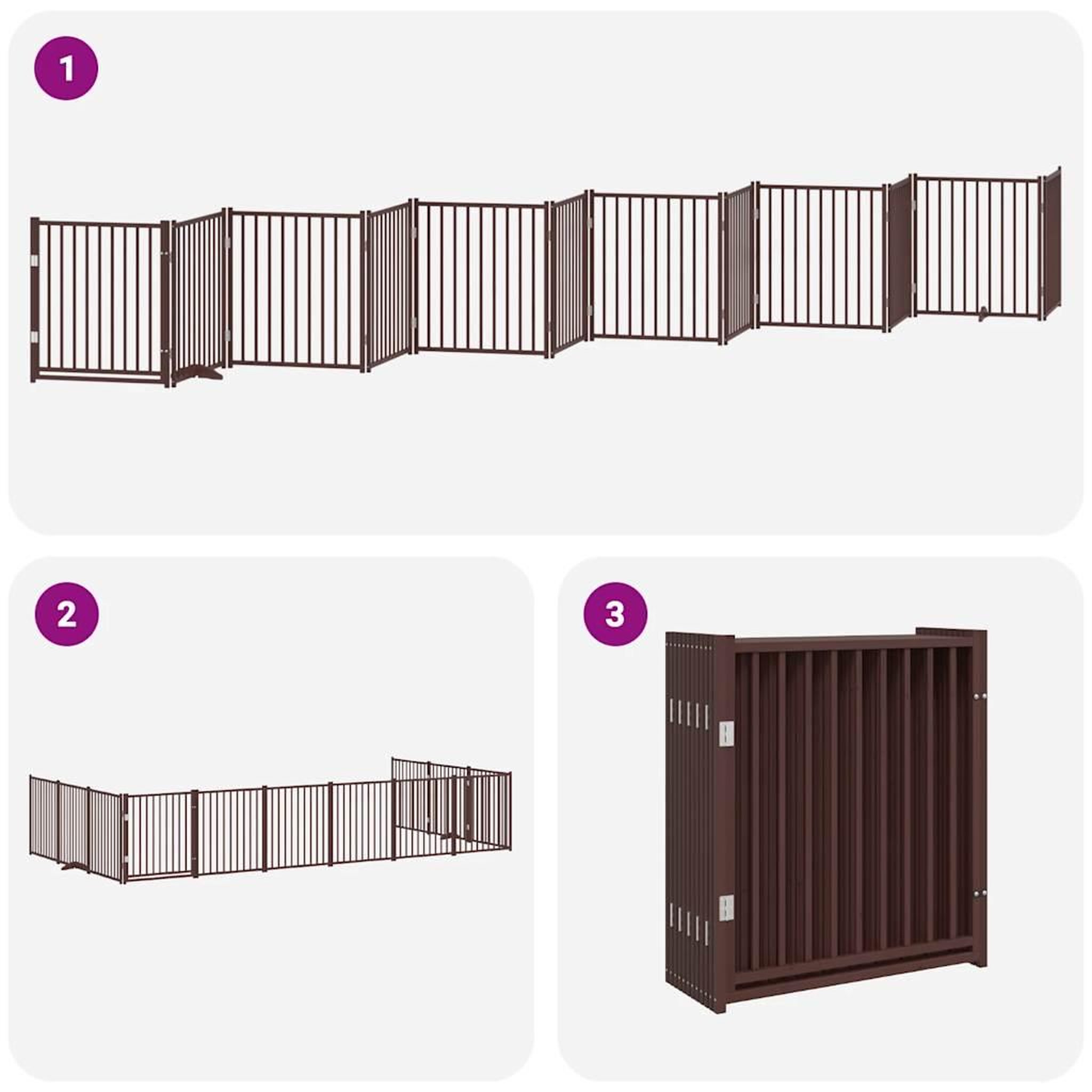 Voir la diapositive 5 : VIDAXL Barriere pour chien porte pliable 12 panneaux bois de peuplier