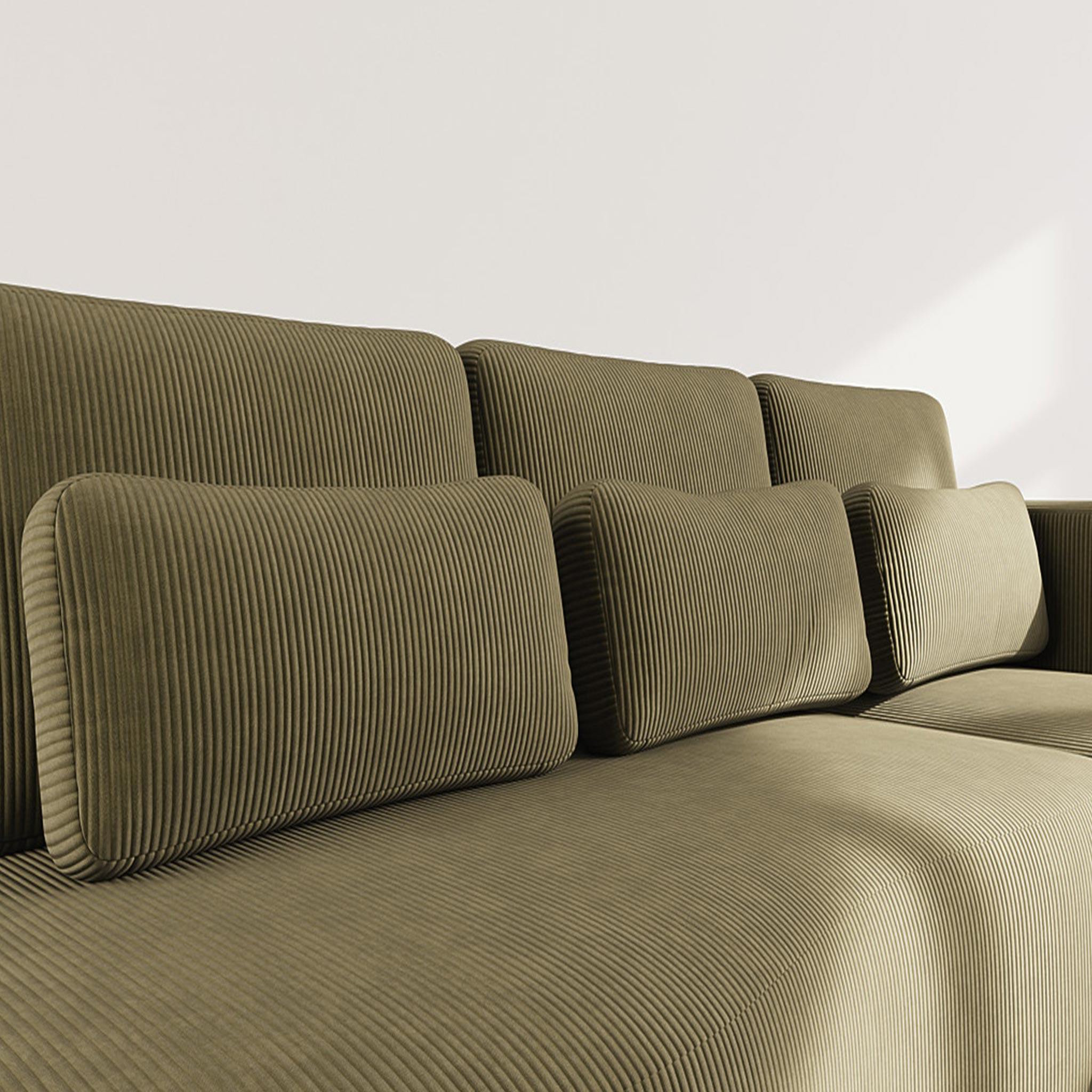 Voir la diapositive 4 : BEST MOBILIER Mahina - canapé d'angle droit 4 places convertible avec coffre en velours côtelé