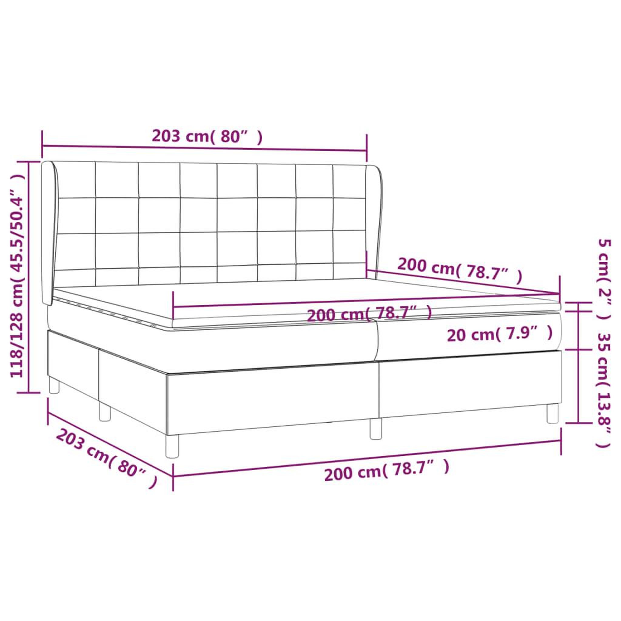 Voir la diapositive 6 : VIDAXL Sommier a lattes de lit avec matelas Marron fonce 200x200 cm