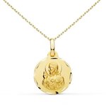 L'ATELIER D'AZUR Collier - Médaille Sacré Coeur de Jésus Or Jaune - Chaîne Dorée - Gravure Offerte
