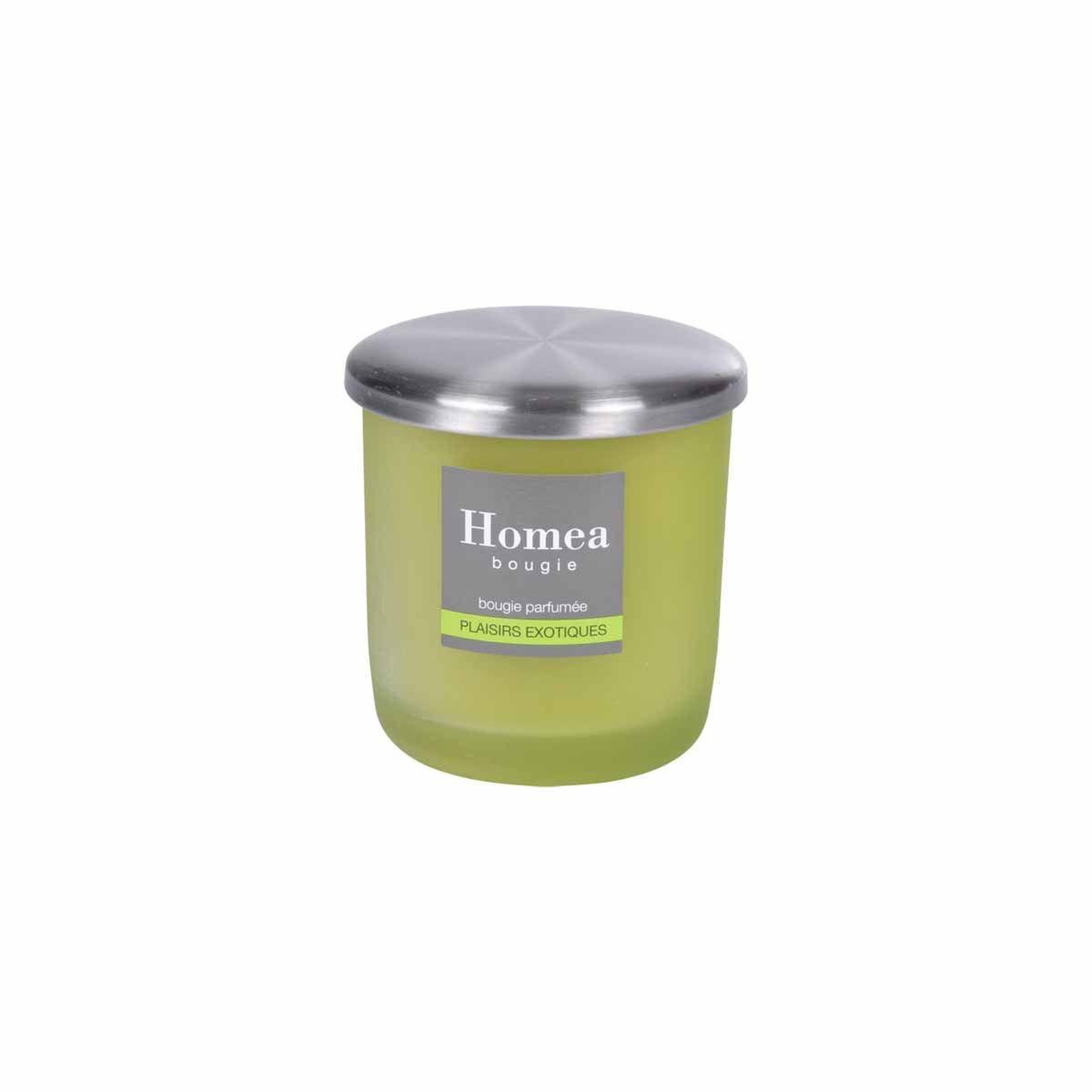 Voir la diapositive 2 : HOMEA Bougie parfumée verrine  tropical fresh  9cm plaisirs exotiques
