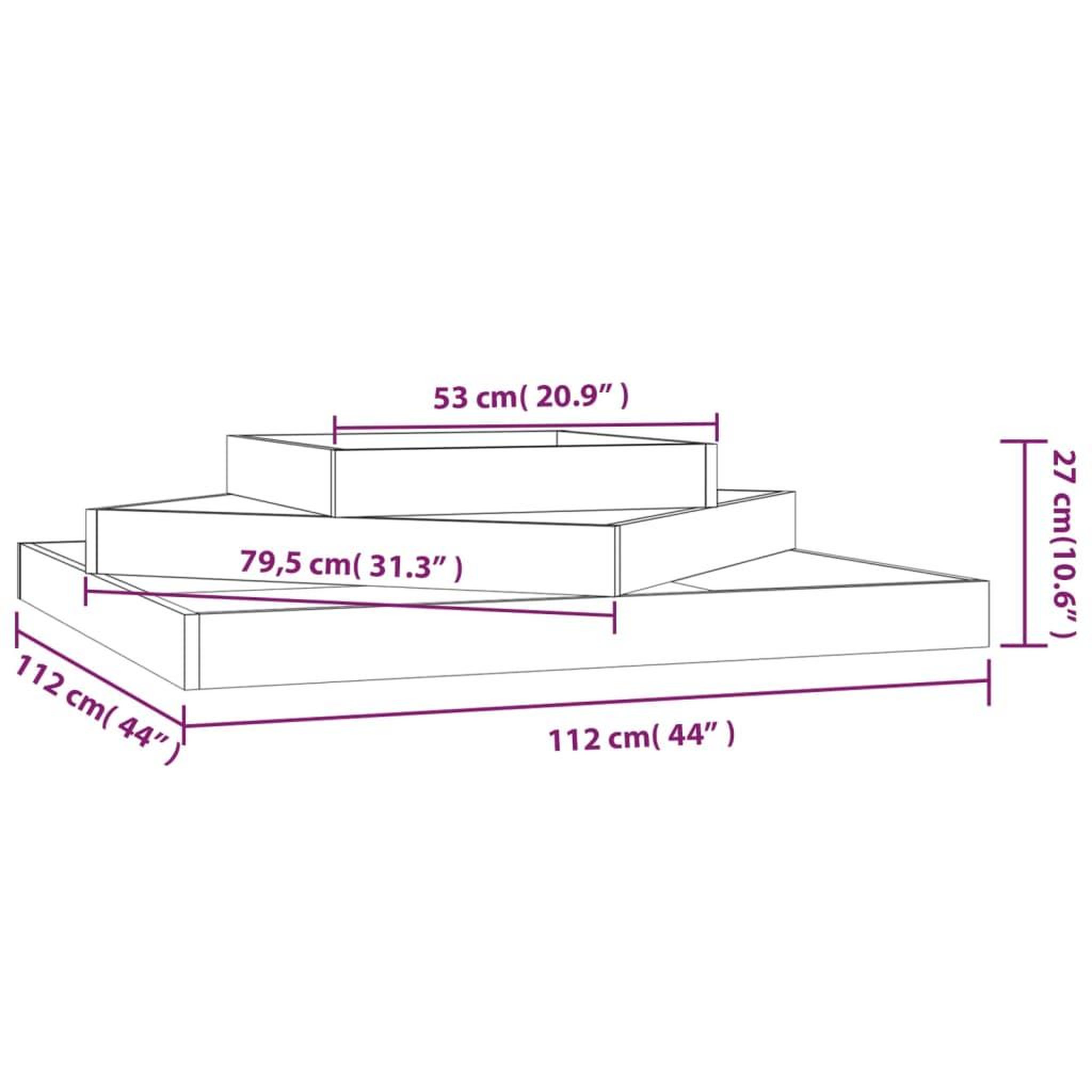 Voir la diapositive 6 : VIDAXL Jardiniere 112x112x27 cm Bois massif de pin