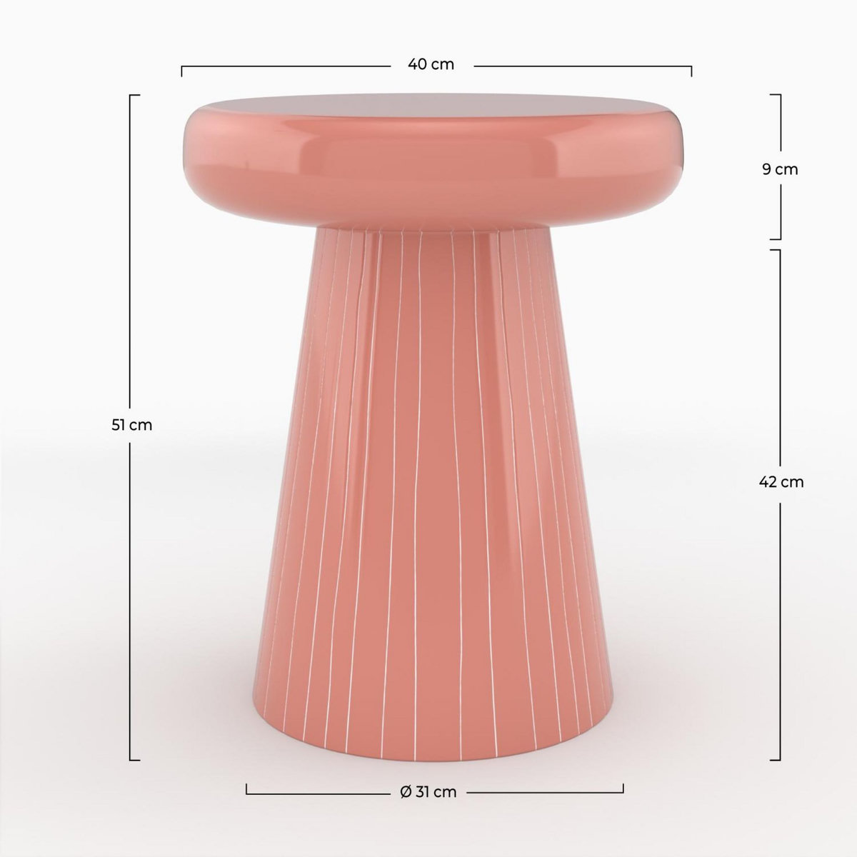 Rendez vous déco Table d'appoint ronde en métal rose D40 cm-Adélie