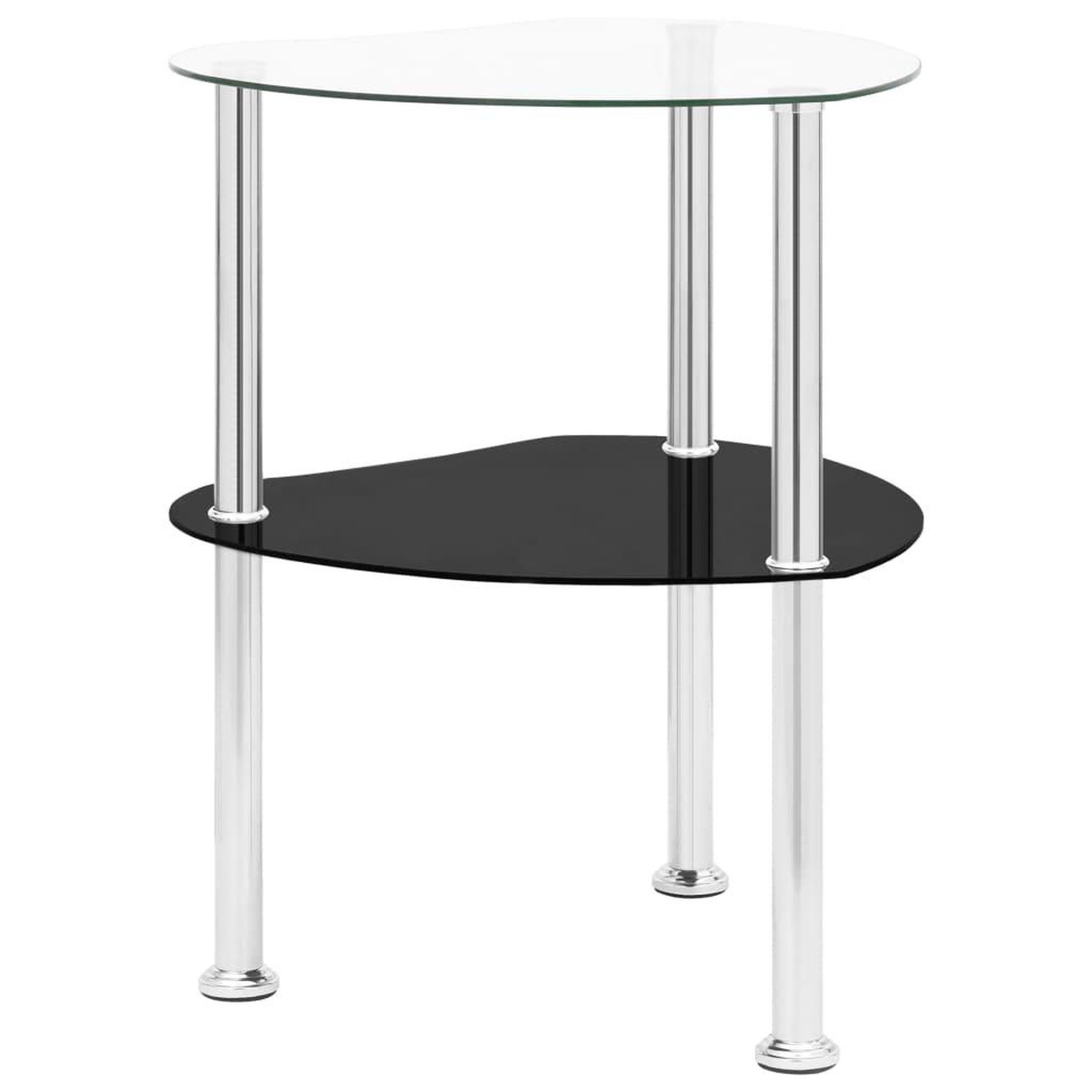 Voir la diapositive 1 : VIDAXL Table 2 niveaux Transparent et noir 38x38x50 cm Verre trempe