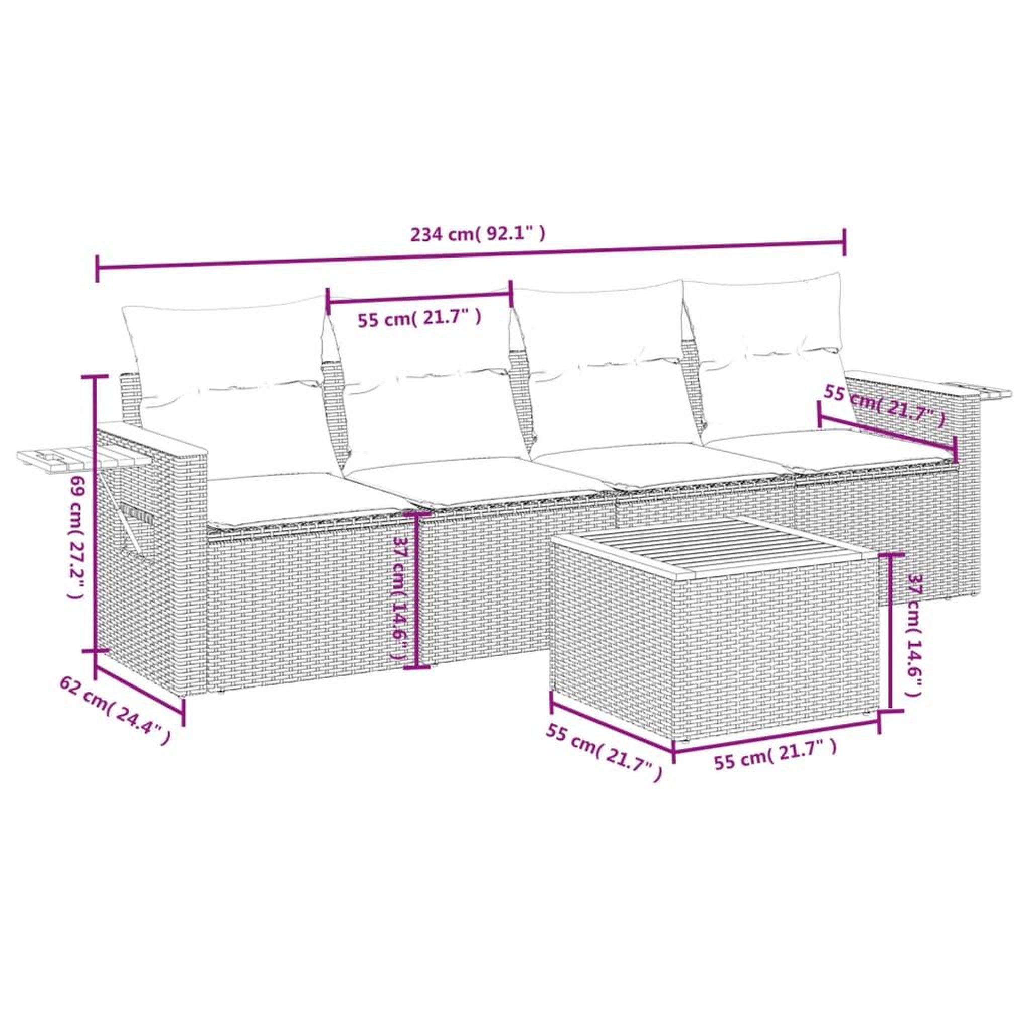 Voir la diapositive 4 : VIDAXL Salon de jardin avec coussins 5 pcs beige resine tressee