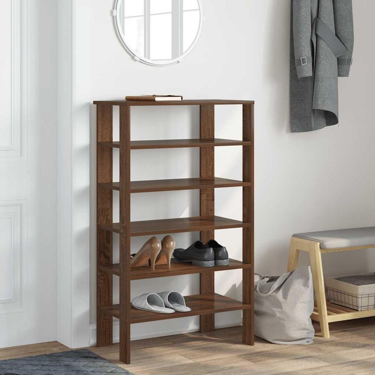 VIDAXL Etagere a chaussures chene marron 61x32x105 cm bois ingenierie