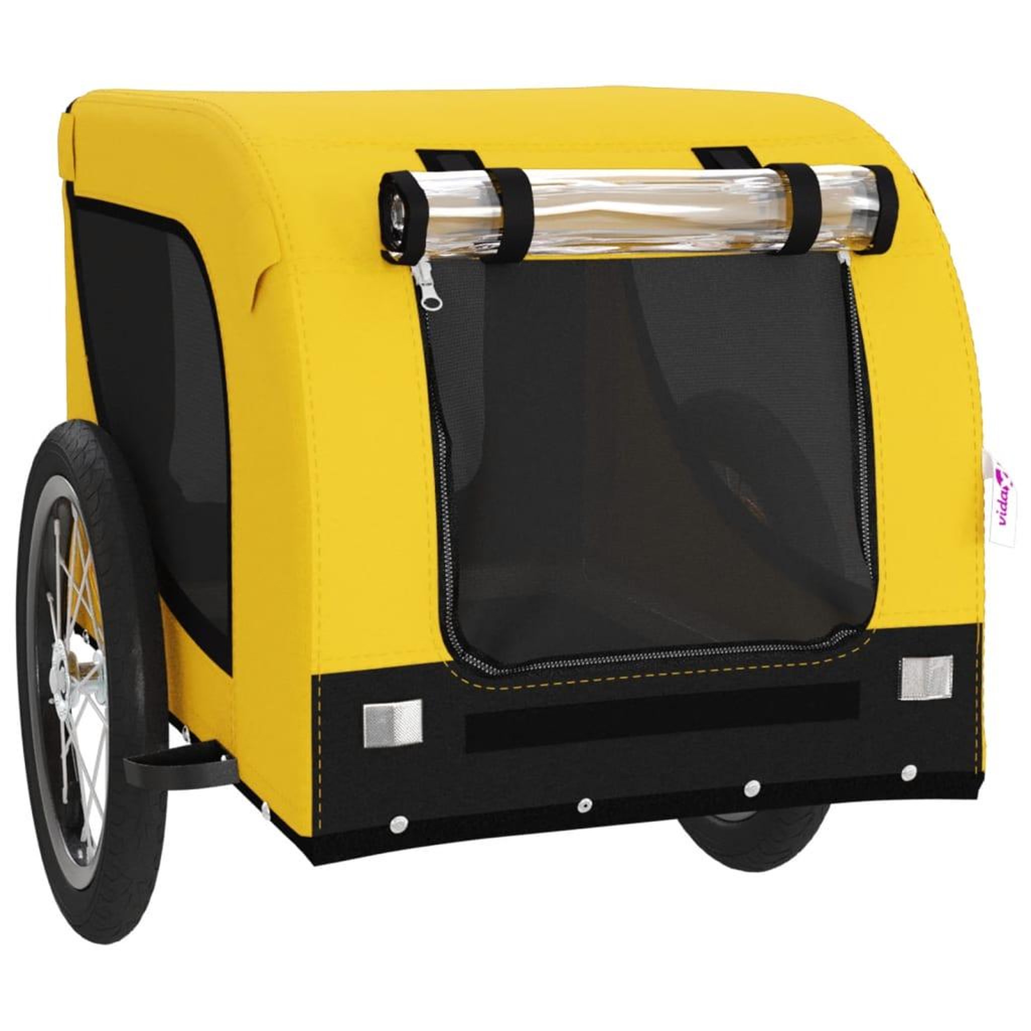 Voir la diapositive 3 : VIDAXL Remorque de velo pour animaux de compagnie jaune et noir