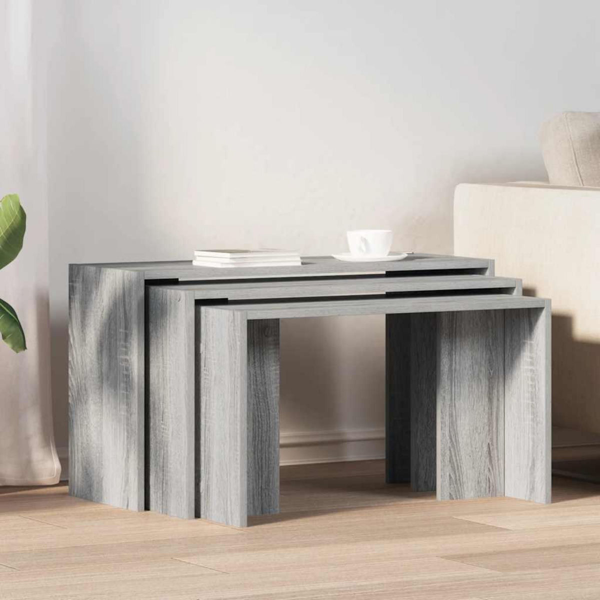 VIDAXL Tables gigognes 3 pcs sonoma gris bois d'ingenierie