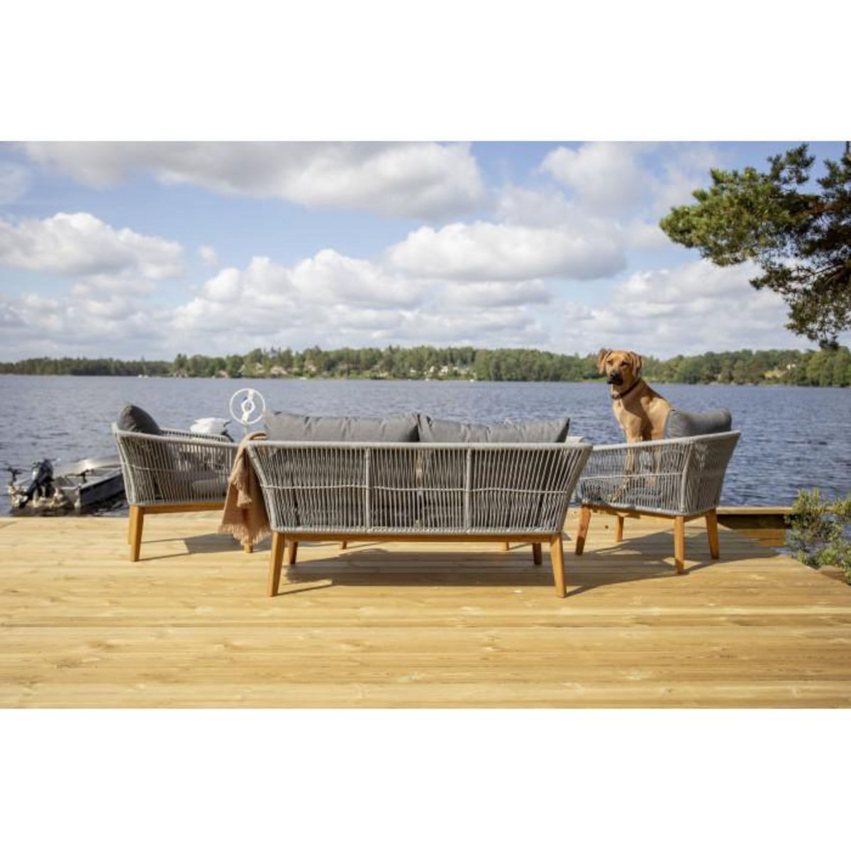 Paris Prix Salon de Jardin en Bois  Chania  164cm Gris