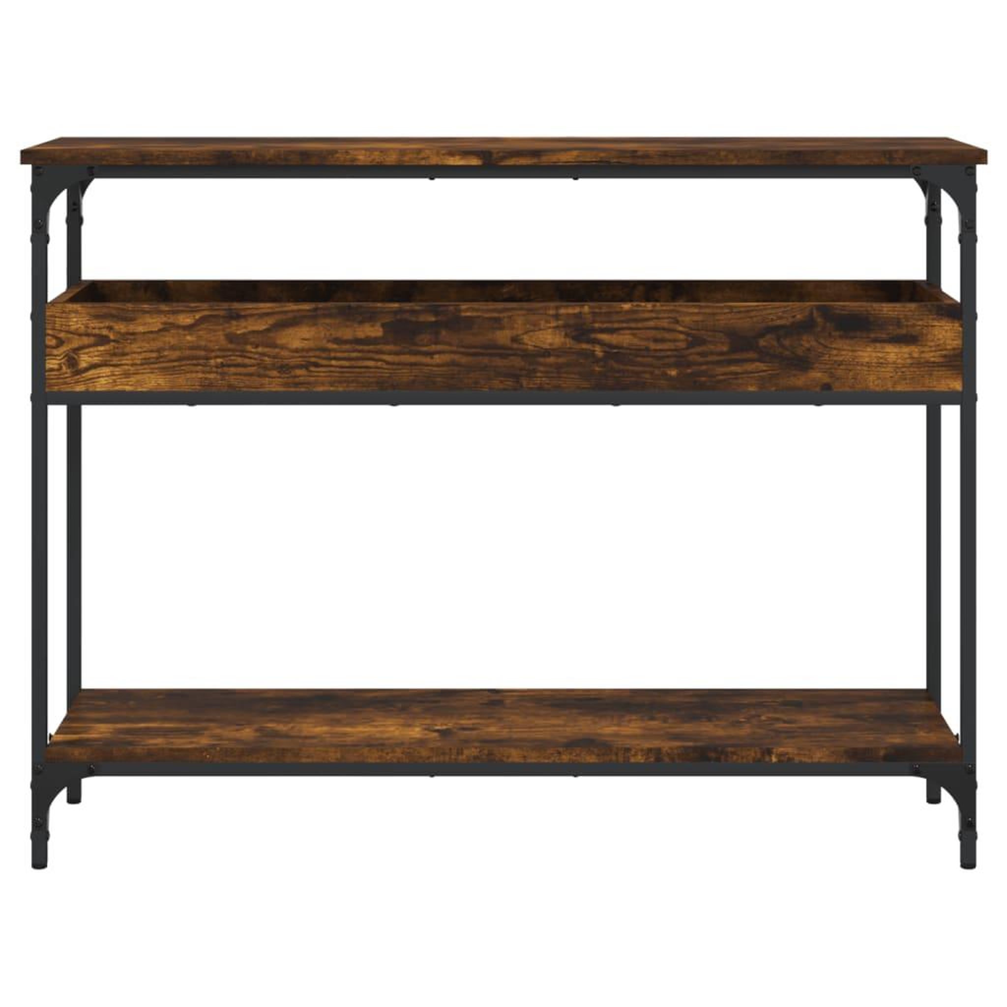 Voir la diapositive 4 : VIDAXL Table console avec etagere chene fume 100x29x75 cm