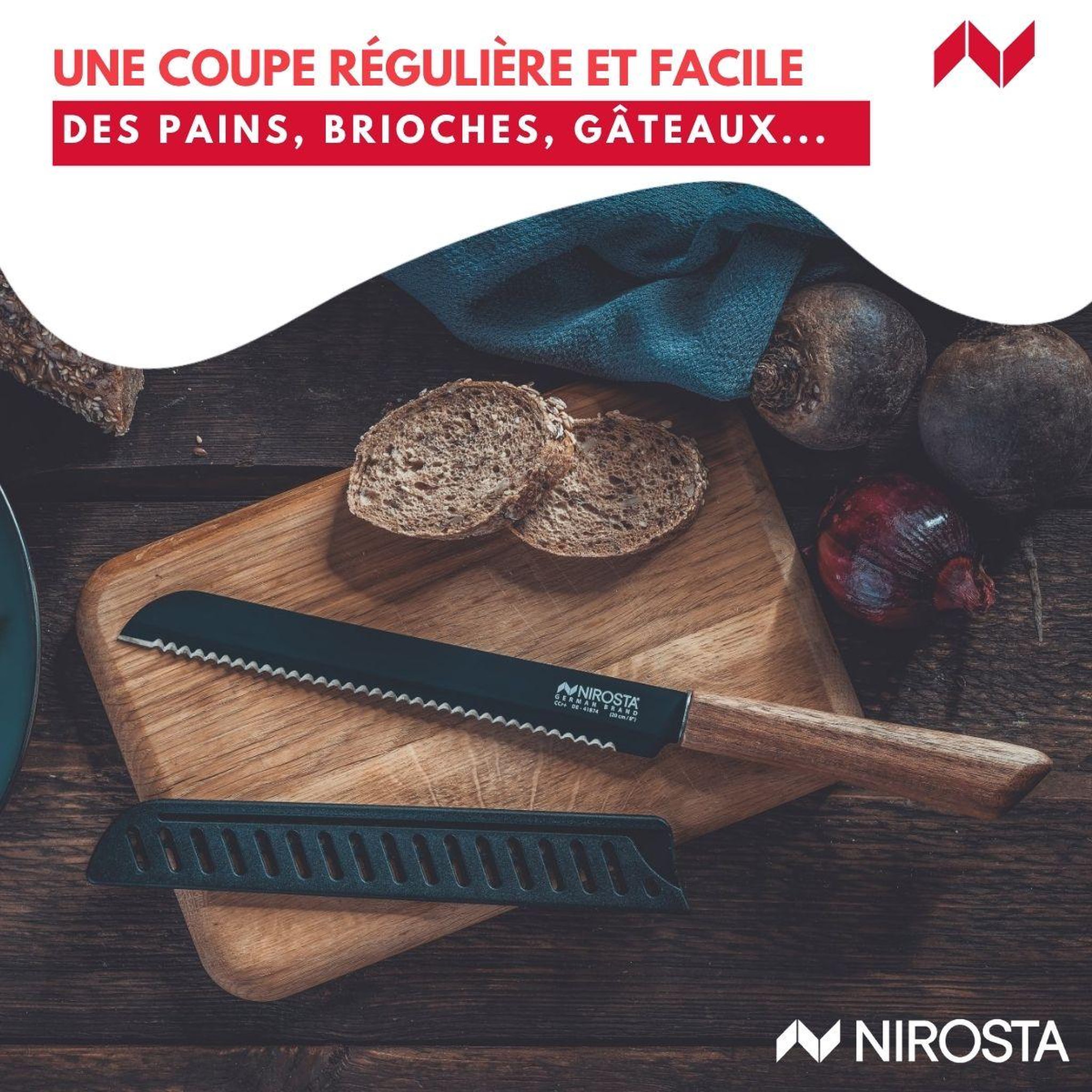Voir la diapositive 4 : NIROSTA Couteau à pain 33,5 cm Nirosta Flow