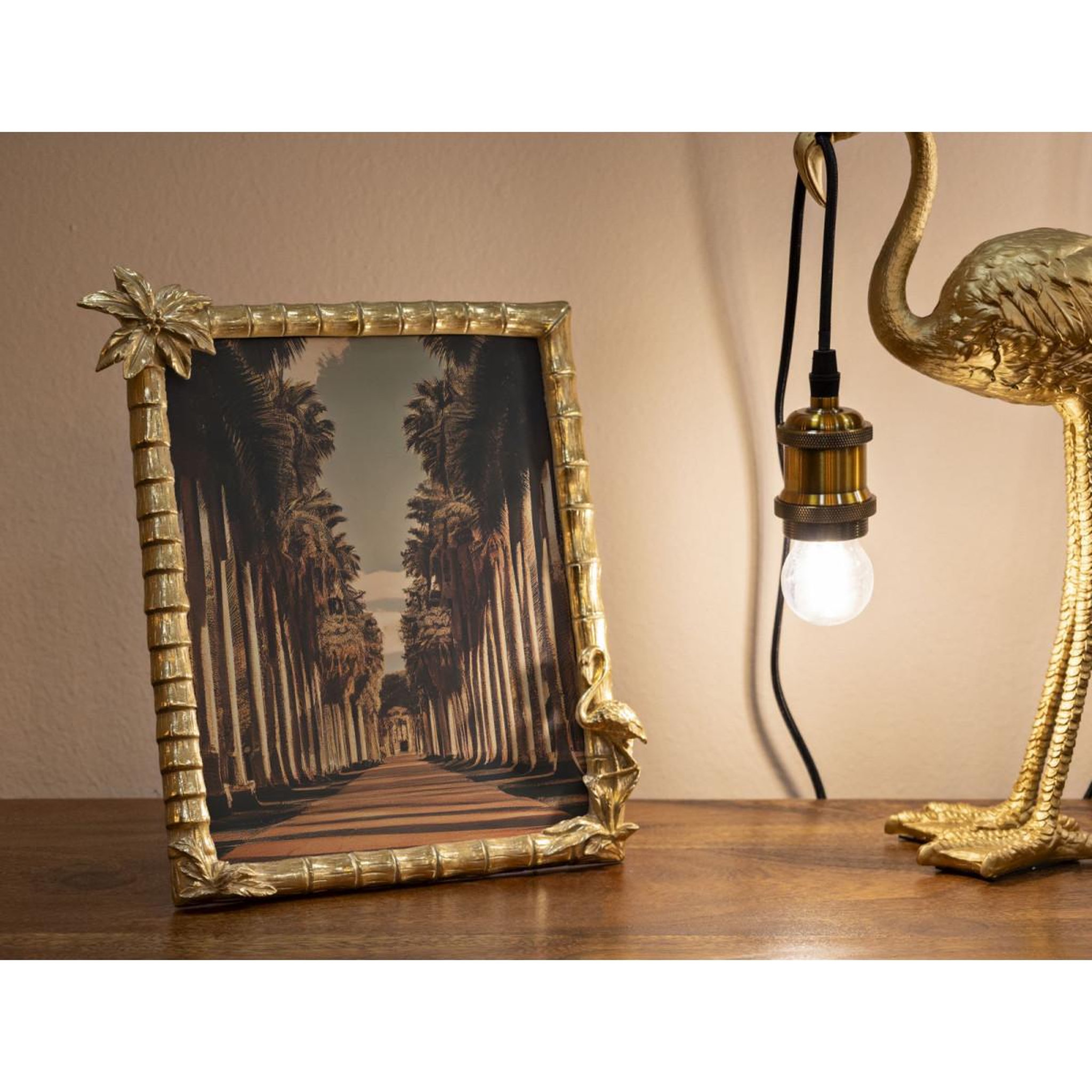 Voir la diapositive 5 : Paris Prix Cadre photo déco palmier  flamant rose  20x25cm or