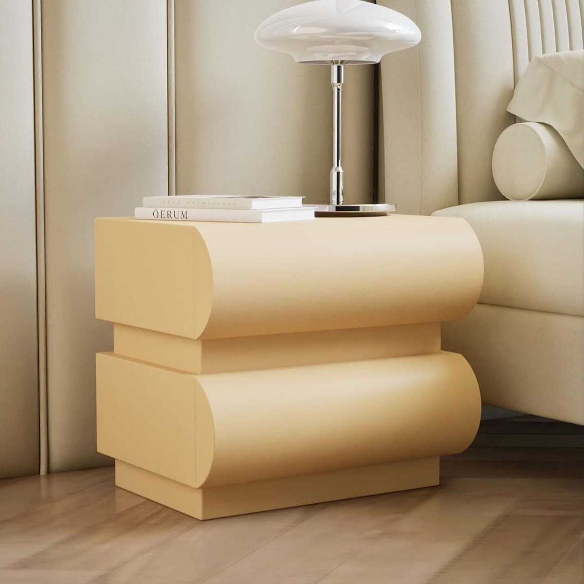 Paris Prix Table de Chevet 2 Tiroirs  Sherazade  45cm Beige