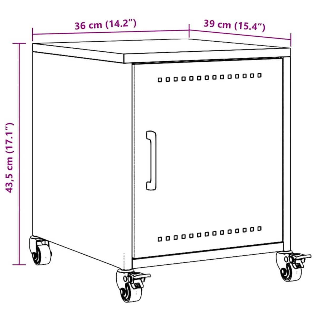 VIDAXL Table de chevet anthracite 36x39x43,5 cm acier