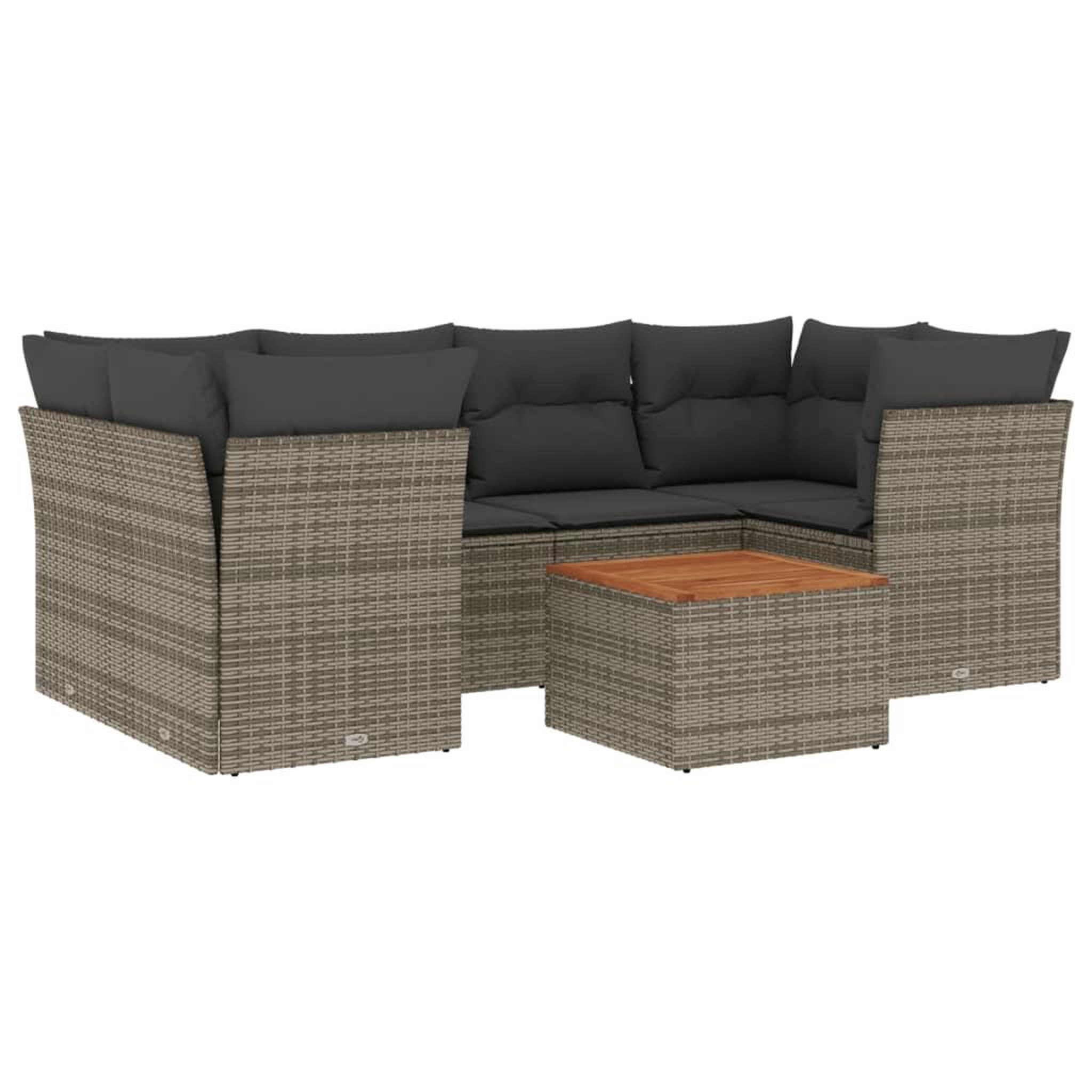 Voir la diapositive 2 : VIDAXL Salon de jardin avec coussins 7 pcs gris resine tressee