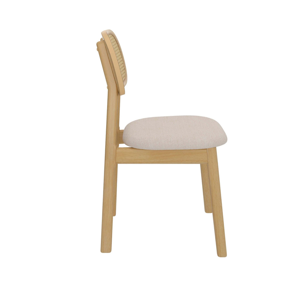 Rendez vous déco Lot de 2 chaises en bois clair, tissu beige et rotin synthétique - Maria