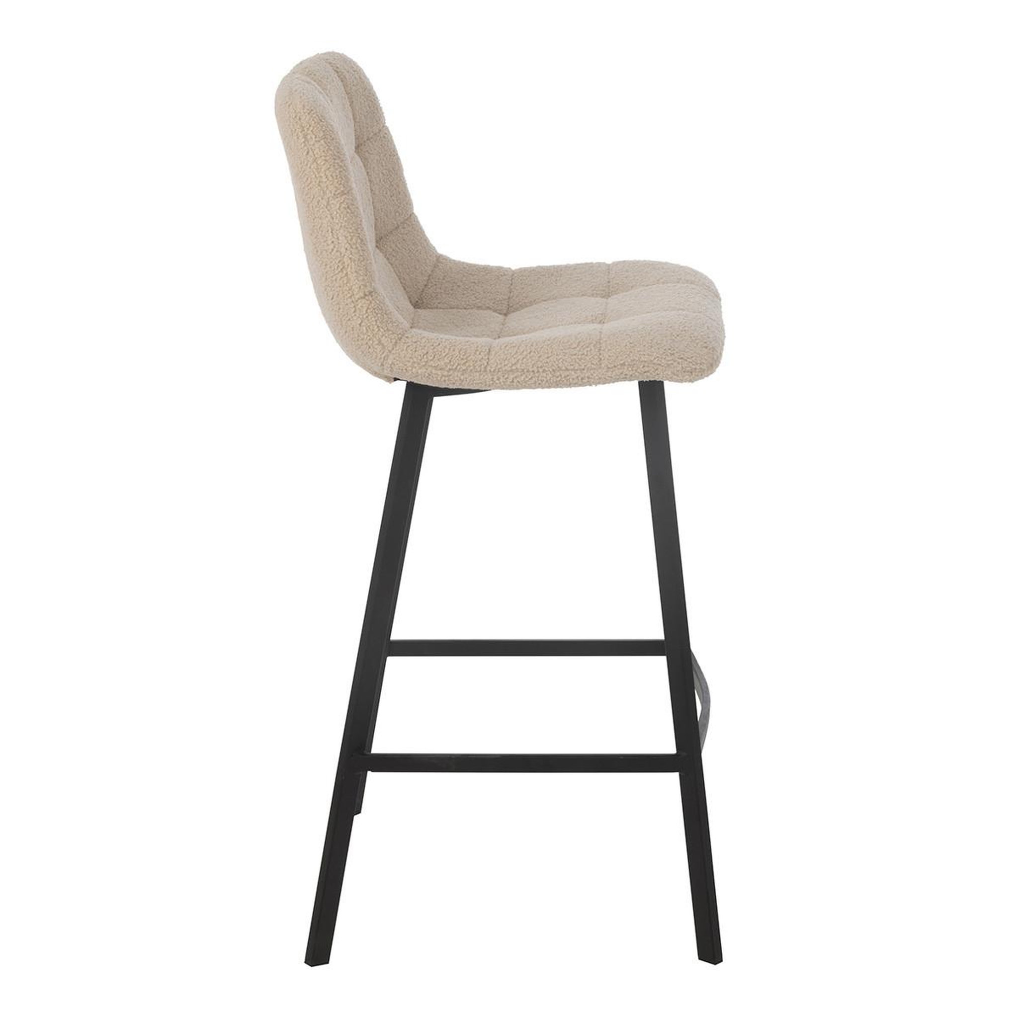 Voir la diapositive 3 : J-LINE Chaise de bar matelassée bouclette  kent  95cm blanc