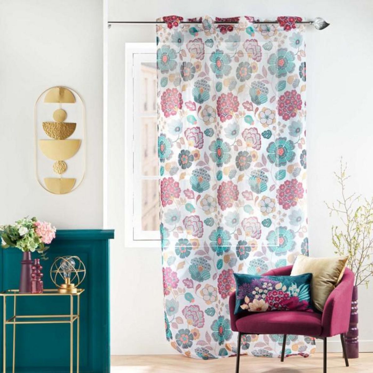 Paris Prix Rideau Voilage à Œillets Imprimé  Winteria  140x240cm Blanc