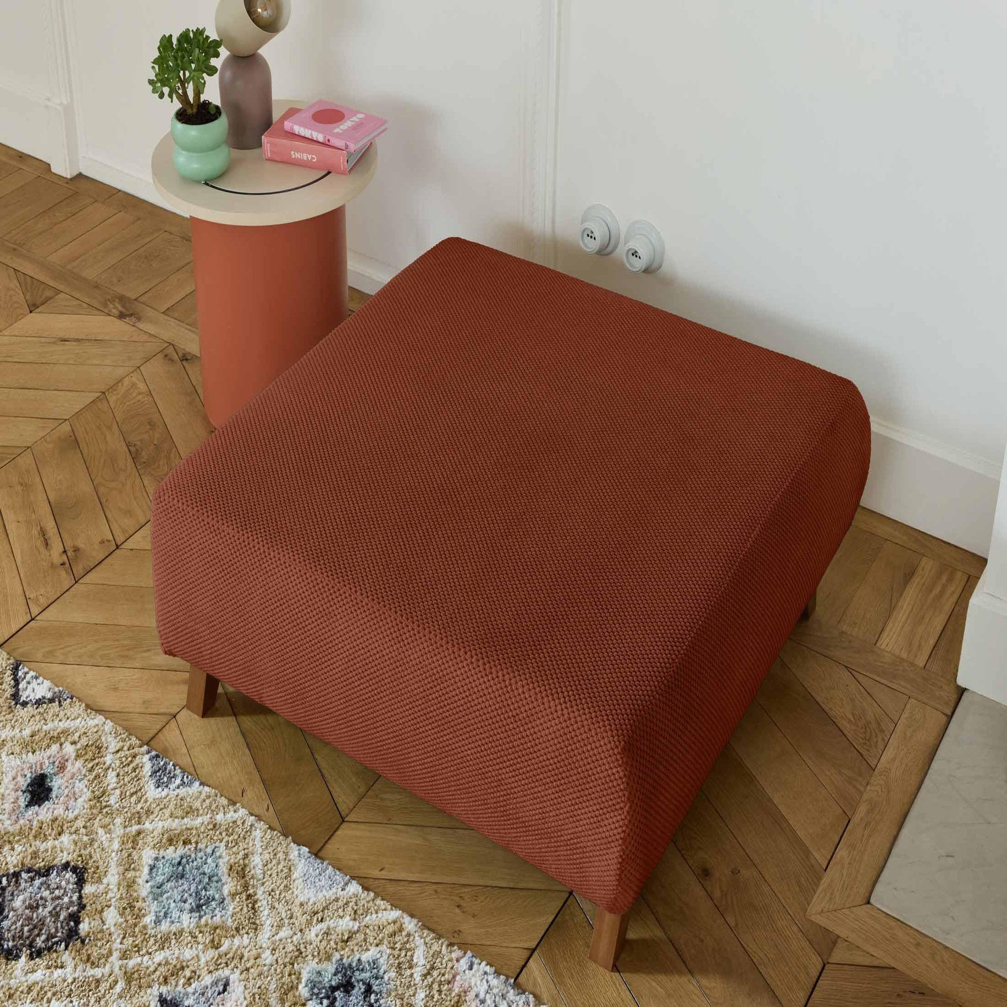 Voir la diapositive 4 : BEST MOBILIER Cristal - pouf modulable - 95 cm - en velours texturé