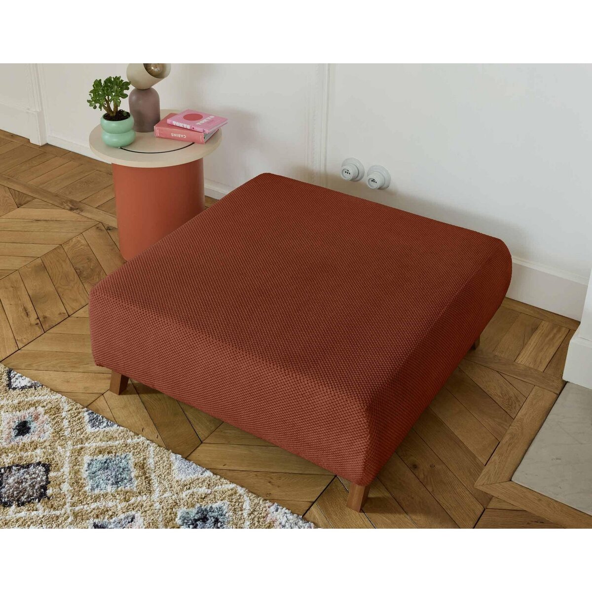 BEST MOBILIER Cristal - pouf modulable - 95 cm - en velours texturé