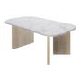 Voir la diapositive 1 : DIAGONE Table basse ovale - QUARTZ - Blanc effet marbre - Pieds épais en chene - 105 x 58 x 39 cm - DIAGONE