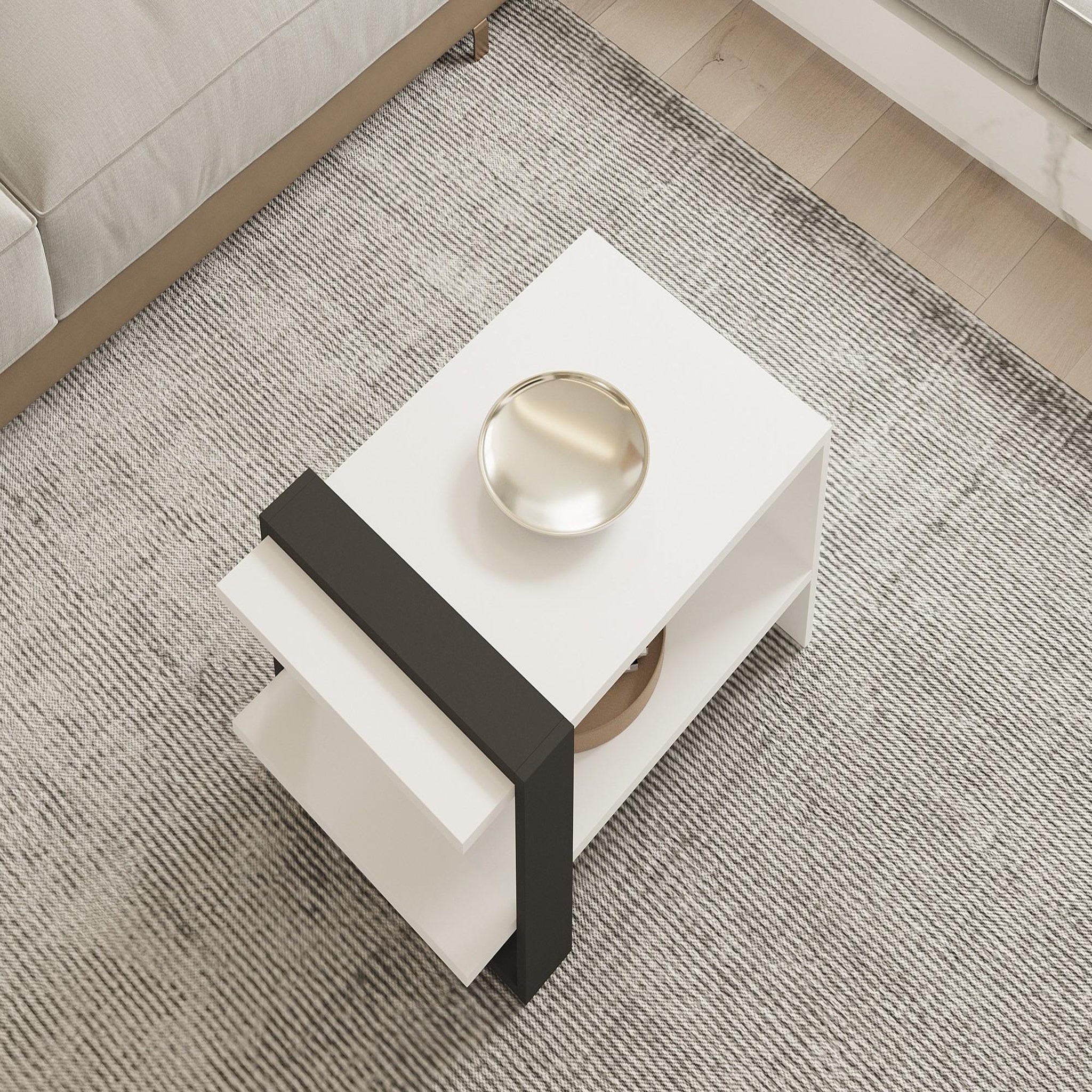 Voir la diapositive 4 : Habitat et Jardin Table basse en bois  funda  - 80 x 55 x 35 cm - anthraciteblanc